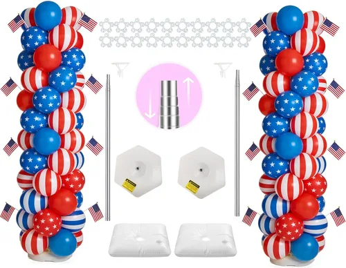 Vista 8 de LANGXUN Kit de arco de globos de mesa blanco de 12 pies, marco de soporte de arco de globos para fiesta de cumpleaños, decoración de boda
