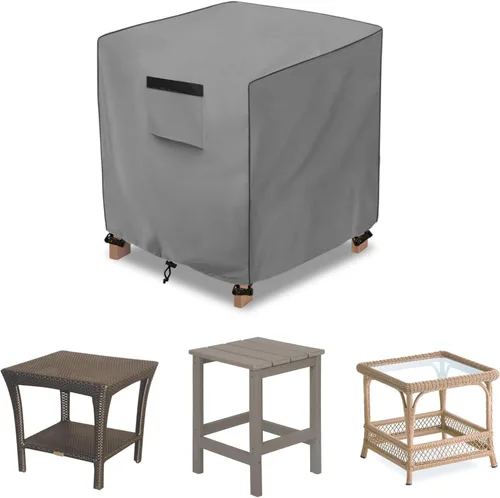 Vista 9 de okcool Funda para Mesa Auxiliar de Mimbre de Patio, Impermeable, Cuadrada, Funda para Mesa Auxiliar Pequeña de Patio, Adecuada para Mesa Auxiliar