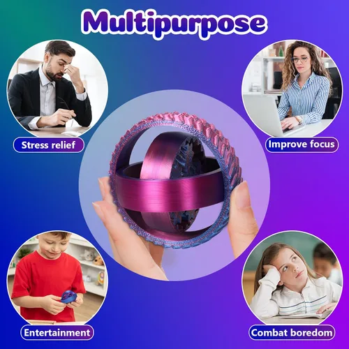 Vista 3 de Paquete de 2 juguetes para ansiedad impresos en 3D, anillos sensoriales de color degradado para adultos y niños, juguetes de escritorio silenciosos