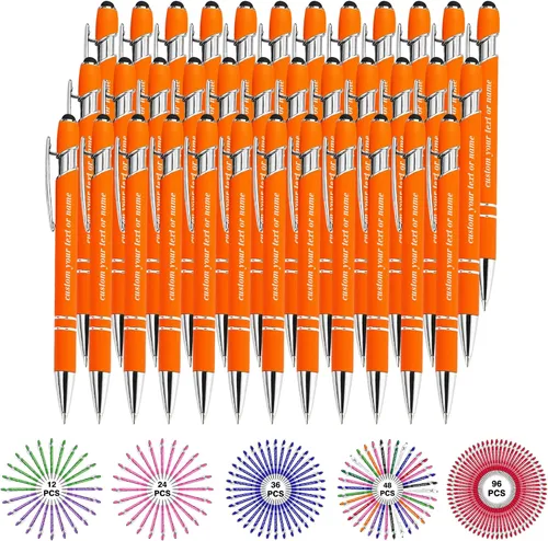 Vista 20 de Bolígrafos personalizados con nombre a granel, juego de bolígrafos personalizados, lápiz capacitivo grabado, logotipo, texto, regalo para negocios