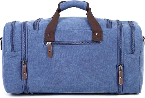 Vista 3 de Sechunk Bolso de lona de cuero grande para exteriores, Azul, Simple
