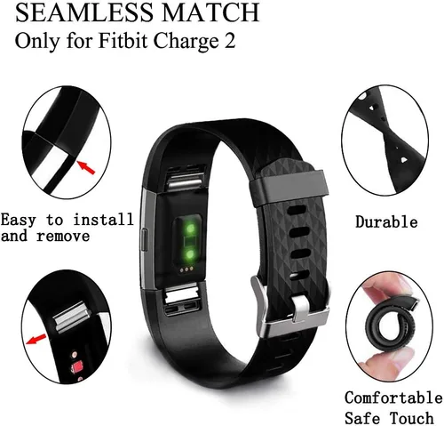 Vista 2 de Bandas de repuesto compatibles con Fitbit Charge 2, accesorios de muñeca ajustables, pulseras deportivas para mujeres y hombres