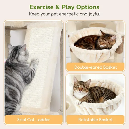 Vista 4 de Globlazer Árbol para gatos extra grande, torre de 80 pulgadas XXL de altura, árbol para gatos alto para múltiples gatos de interior, gatos adultos