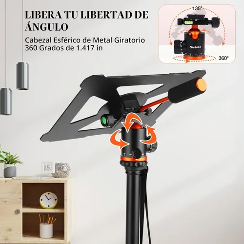 Vista 3 de Trípodes para cámara y soporte para proyector, trípode 2 en 1 para cámara con bandeja de metal extraíble, trípode resistente para DSLR. Proyector.