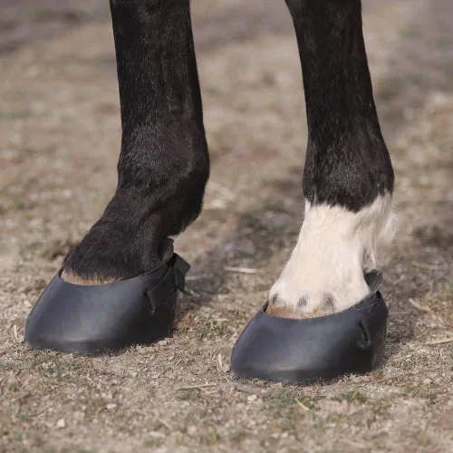 Vista 5 de Dura-Tech Botas protectoras de goma para caballo, máxima protección de pezuñas, ideal entre bordes o zapatos perdidos, estilo fácil de poner, correa