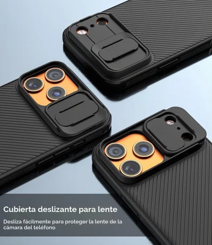 Vista 6 de imluckies Funda compatible con iPhone 17 Pro Max de 6.9 pulgadas con cubierta para cámara, parte trasera de policarbonato duro y parachoques suave