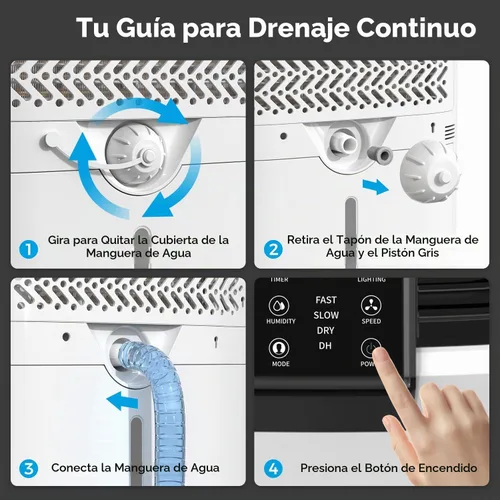 Vista 7 de Trazico Deshumidificador de 4000 pies cuadrados para sótano, con manguera Blanco brillante
