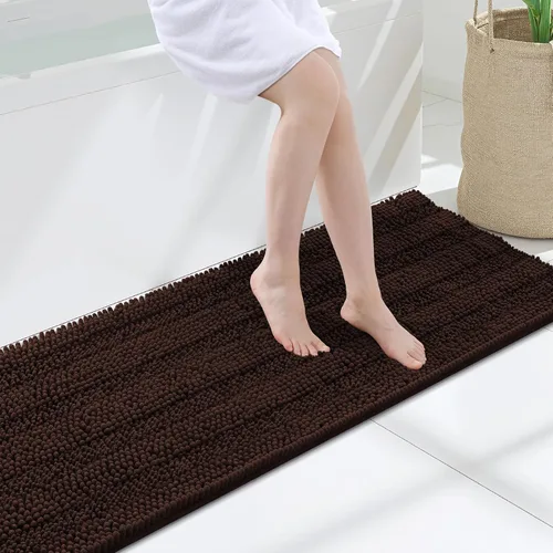 Vista 113 de Grandaily Alfombras de baño de felpilla a rayas de 24 x 16 pulgadas, extra gruesas y suaves, absorbentes, parte trasera de goma, alfombra de ducha