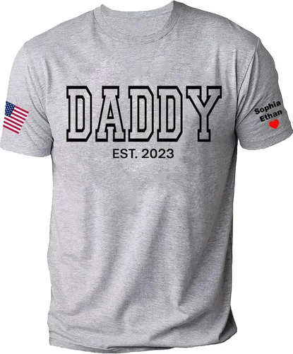 Vista 3 de NAZENTI Personalize Grandpa USA - Camisa de bandera de papá de Estados Unidos - Camisa personalizada con manga con nombre para niño, camisa de papá