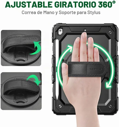 Vista 3 de SEYMAC Funda para iPad de 9ª/8ª/7ª Generación Estuche 10.2" 2021-2019, Funda Protectora de Cuerpo Completo Resistente a Prueba de Golpes de Servicio