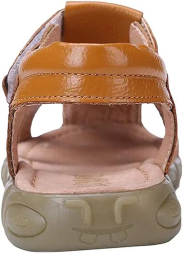 Vista 5 de DADAWEN - Sandalias deportivas de cuero para niños y niñas, puntera cerrada, para exteriores (para bebés, niños pequeños y grandes)