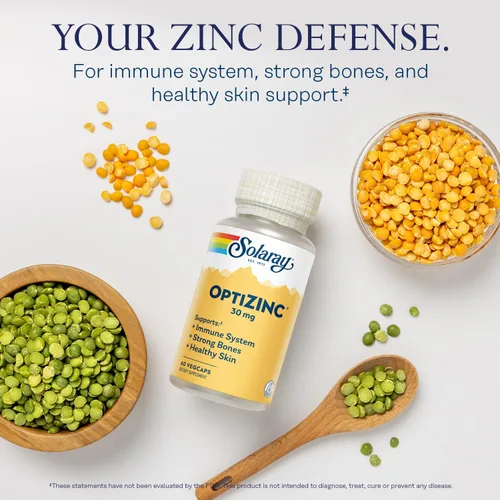 Vista 3 de SOLARAY OptiZinc Suplemento de apoyo inmunológico de 30 mg – Suplementos de zinc para hombres y mujeres con vitamina B6 – Huesos fuertes y apoyo a