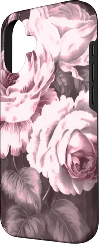 Vista 2 de iPhone 16 Vintage Classic Rose Flower Pattern in Pink Case