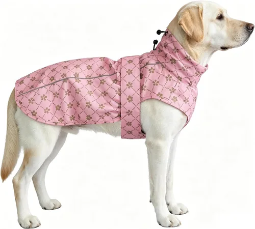 Vista 9 de Chubasquero ajustable impermeable para perros, chaqueta de lluvia ligera para mascotas para cachorros con tira reflectante para perros pequeños