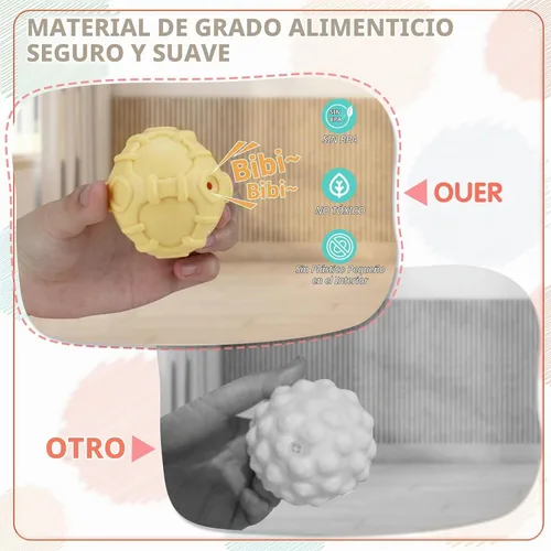Vista 3 de Paquete de 4 Bolas Sensoriales para Bebé, Juego de Bolas de Uva Fáciles y de Textura Suave para Bebés, Juguetes Sensoriales de Apretar