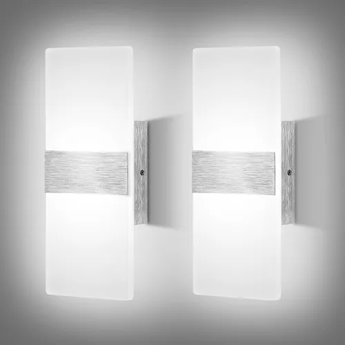 Vista 12 de Lightess Apliques de pared modernos con interruptor regulable. Lámpara de pared LED de 12 W, de acrílico, con luz superior e inferior