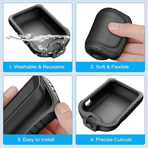 Vista 8 de MEDMAX Funda de silicona para Freestyle Libre 3 2 / Libre Reader, ligera, a prueba de golpes, antideslizante, funda protectora de gel suave con Negro