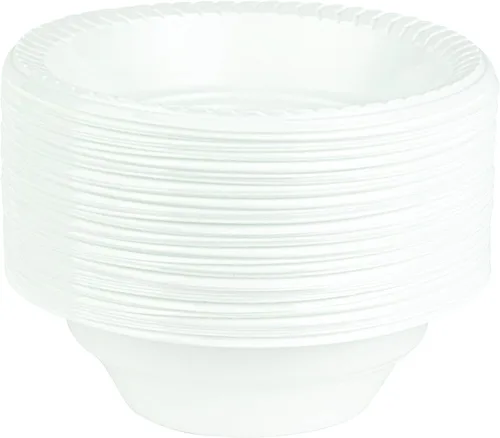Vista 11 de PLASTICPRO Platos redondos de plástico de 7 pulgadas para microondas, desechables, color blanco, vajilla de 100