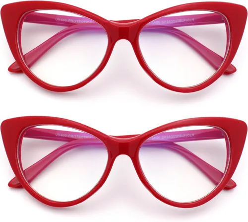 Vista 11 de SA106 Gafas de computadora con marco de ojo de gato auténtico gótico clásico con filtro de luz azul Negro
