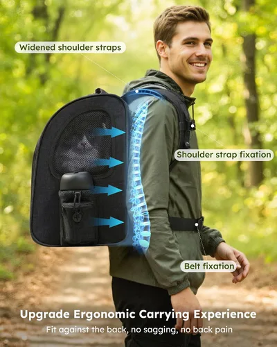 Vista 6 de Pecute - Mochila para mascotas, extensible con malla transpirable para perros pequeños, gatos, mochila para mascotas, para senderismo, viajes