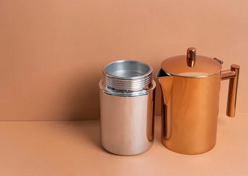 Vista 5 de La Cafetière Máquina de café expreso para estufa de cobre, acero inoxidable, 20.3 fl oz
