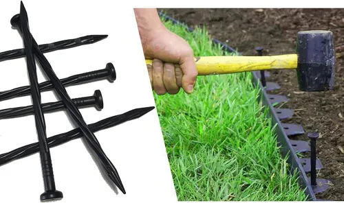 Vista 5 de Espigas de anclaje de paisaje en espiral 8 en 60 piezas de plástico para césped artificial, adoquín, barrera de malezas, carpintería, tienda