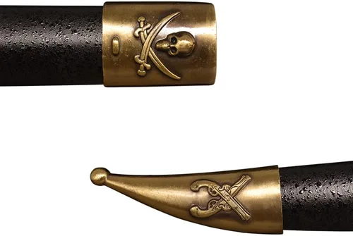 Vista 3 de Espada de metal de acero inoxidable de 31.1 pulgadas con protector de canasta, mango de latón para cosplay, colección, regalo