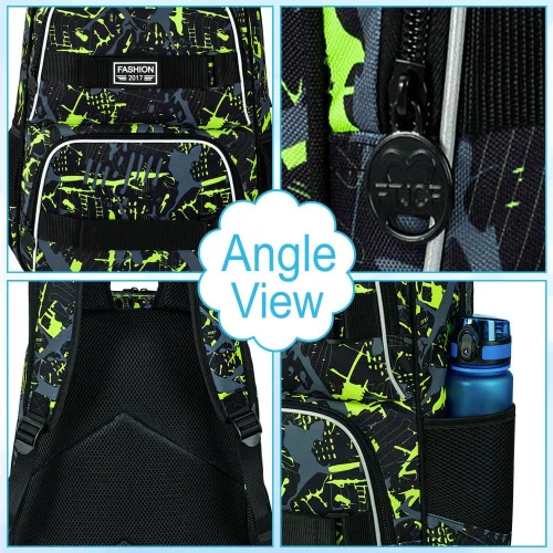 Vista 45 de Mochila para laptop, 16 pulgadas, bolsa escolar y bolsa de almuerzo, mochilas resistentes al agua para adolescentes, niñas, mujeres, estudiantes