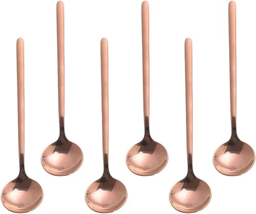 Vista 13 de 6 cucharas de café negras, cucharas de café espresso de acero inoxidable 18/8, mini cuchara de té Vogue de 5.2 pulgadas, cuchara pequeña agitadora