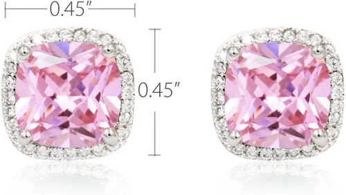 Vista 2 de Pendientes cuadrados de corte princesa micro pavimentado AAA CZ joyería boda nupcial para mujeres
