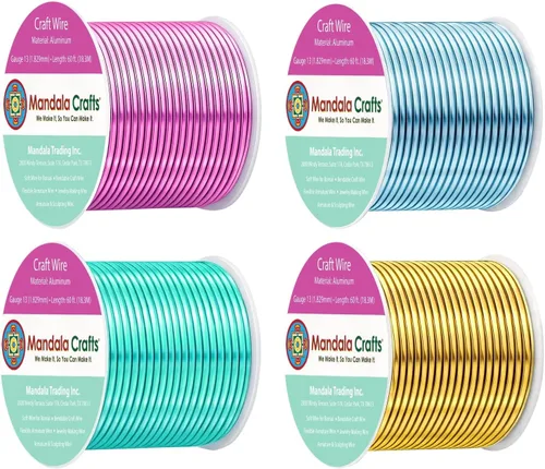 Vista 215 de Mandala Crafts - Alambre de aluminio anodizado de calibre 22 para hacer joyas - 137.2 m de alambre flexible surtido y coloreado - Doble para bonsái
