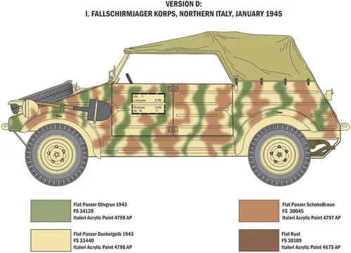 Vista 5 de Italeri 1/9 WW.II Alemán Kubelwagen Type82 Kit de modelo de plástico IT7405, Camo