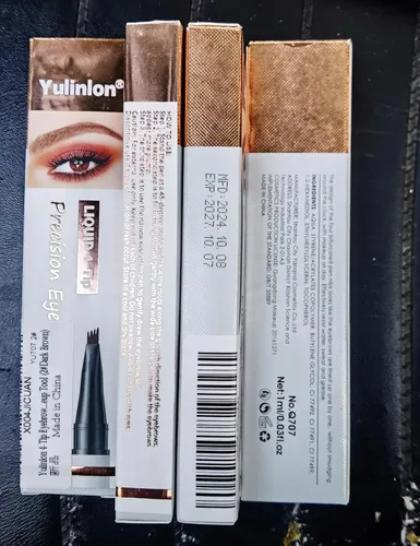 Vista 9 de Yulinlon Lápiz de cejas de 4 puntas, 6 colores, resistente al agua, de larga duración, herramienta de maquillaje profesional (1# marrón claro)