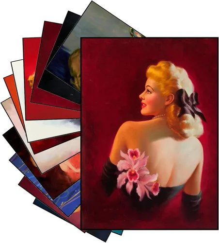 Vista 12 de PIXILUV 12 x Mini Pósters Sin Marco ~ Mascotas Juguetonas y Glamour: Bellezas Vintage Pin-Up con Gatos, Perros y Compañeros Traviesos en Alegres