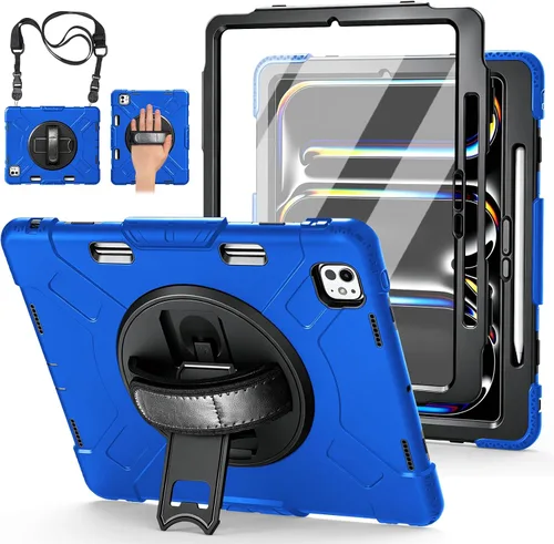Vista 30 de Funda para iPad Pro de 12.9 2022/2021/2020/2018: Funda para iPad Pro 12.9 6ª/5ª/4ª/3ª generación con protector de pantalla, soporte para lápices