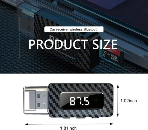 Vista 2 de Receptor Bluetooth USB para automóvil, adaptador de audio inalámbrico Bluetooth 5.3, fuente de alimentación USB, adaptador de conector auxiliar
