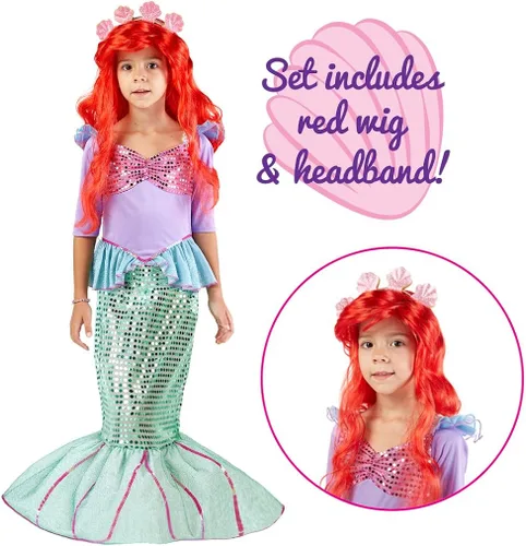 Vista 3 de Spooktacular Creations Girls Mermaid Costume Kids Mermaid Princess Costume for Halloween Dress Up