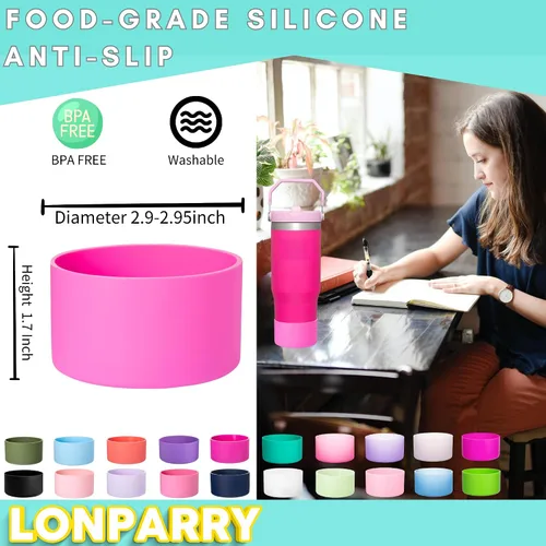 Vista 2 de LONPARRY Paquete de 4 botas de silicona para Stanley Cup 40 30 onzas, accesorios para botas Stanley de 30 onzas, cubierta protectora inferior