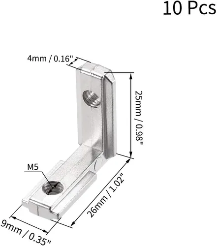 Vista 2 de uxcell Soporte de junta interior, conector de esquina interior serie 2020 con tornillos para perfil de extrusión de aluminio, 10