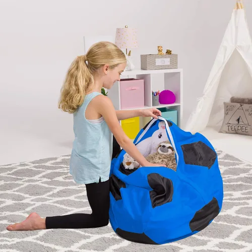 Vista 84 de Posh Creations Funda de puf para niños con almacenamiento para animales de peluche - Organizador de juguetes para niños, Mediano 68.58 cm - Lona