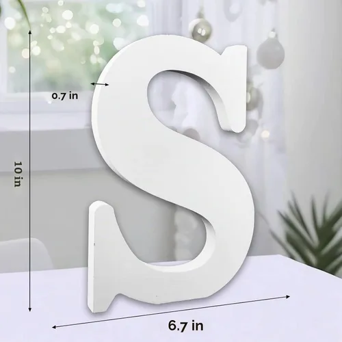 Vista 2 de AOCEAN Letras de madera grandes blancas de 10 pulgadas, letras de madera sin terminar para decoración de pared, letras decorativas de pie
