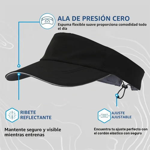 Vista 6 de TrailHeads Sombrero con visera solar de rendimiento para mujer, para correr Negro