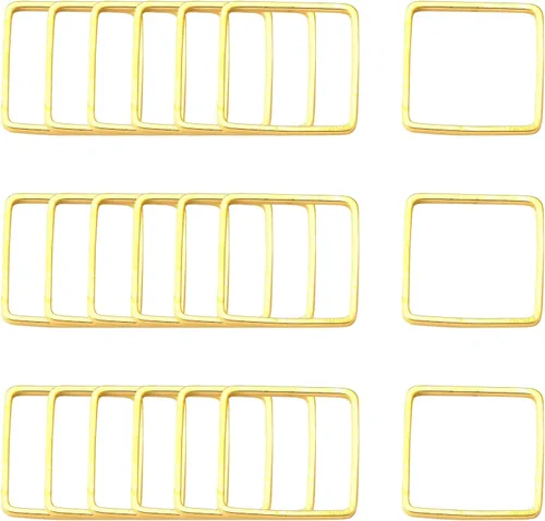 Vista 21 de FASHEWELRY 35 anillos de acero inoxidable con eslabones de corazón, 4 tamaños, diseño de corazón dorado, bisel abierto, conectores para colgar