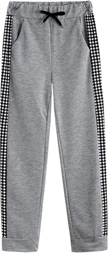 Vista 4 de Conjunto de dos piezas para mujer, para otoño e invierno, casual, manga larga, abrigo a cuadros en contraste, conjunto de ropa deportiva