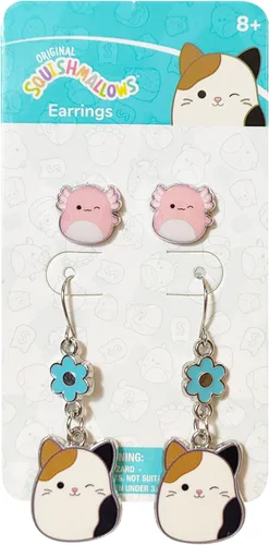 Vista 2 de LUV HER Squishmallows Hypoallergenic Earrings for Girls Stud and Fishhook Drop Sets with Charms One Size Fits All Ages 8+ Aplastar 1