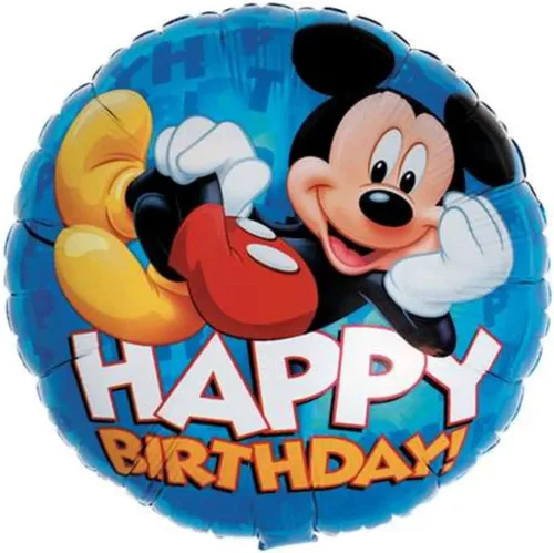 Vista 2 de Globos de fiesta de cumpleaños de Mickey Mouse – Juego de 4 globos temáticos de Micky Mouse en varios estilos para un ramo de cumpleaños especial