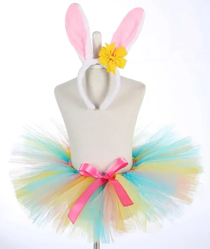Vista 2 de Tutu Dreams Disfraz de tutú de Pascua para niñas con diadema de conejo