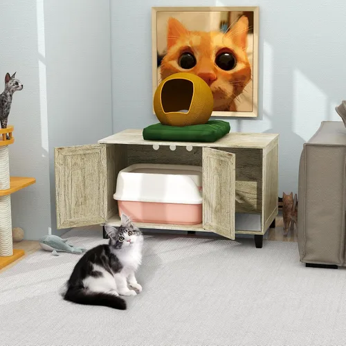 Vista 4 de TaoHFE - Caja de arena oculta para gatos con almohadilla para arañazos