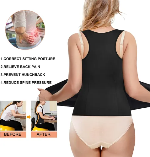 Vista 4 de Eleady Chaleco de entrenamiento de cintura para mujer, corsé reductor, adelgazante, moldeador de cuerpo, control de abdomen, faja de entrenamiento