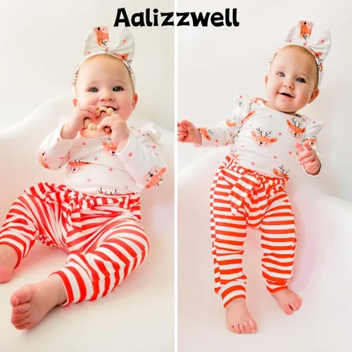 Vista 36 de Aalizzwell Conjunto de mameluco acanalado para bebé recién nacido prematuro para otoño e invierno